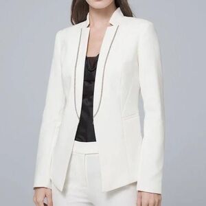 White House Black Market White Beaded Blazer